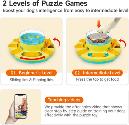 Dog Puzzle Toy 2 Levels, Slow Feeder, Pup Food Treat Feeding Dispenser for IQ Training and Entertainment for All Breeds 4.2 Inch Height