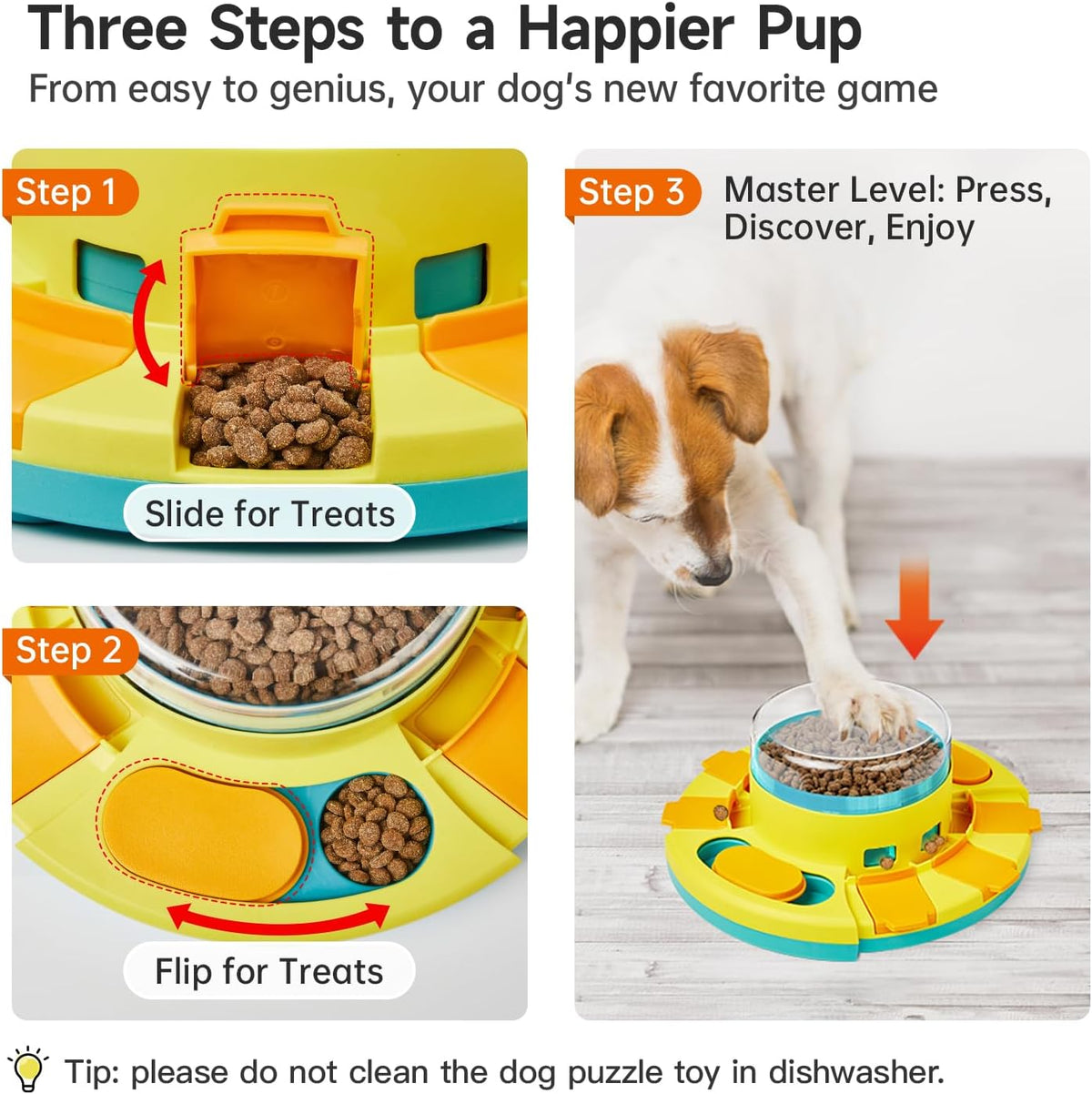 Dog Puzzle Toy 2 Levels, Slow Feeder, Pup Food Treat Feeding Dispenser for IQ Training and Entertainment for All Breeds 4.2 Inch Height